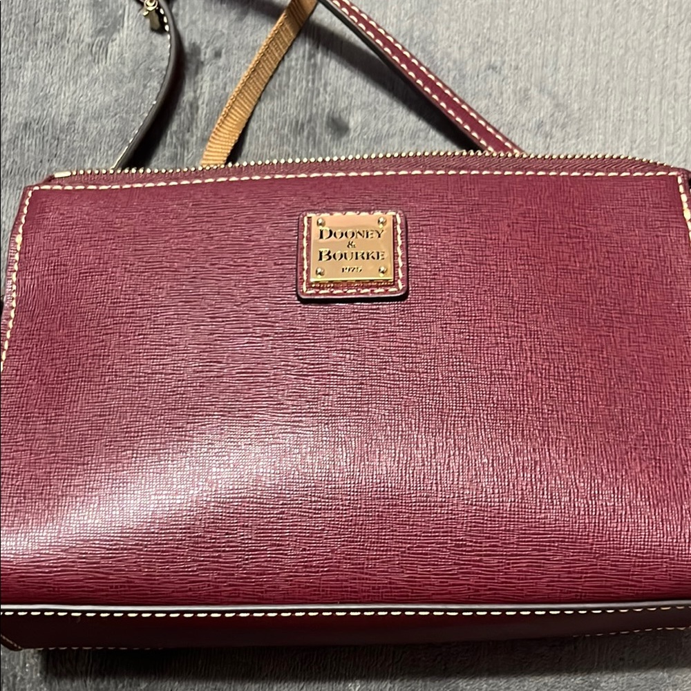 Dooney & Bourke Red Clutch with Gold Accents